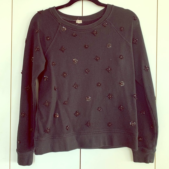 J crew Embellished Pullover in Black - Picture 1 of 8